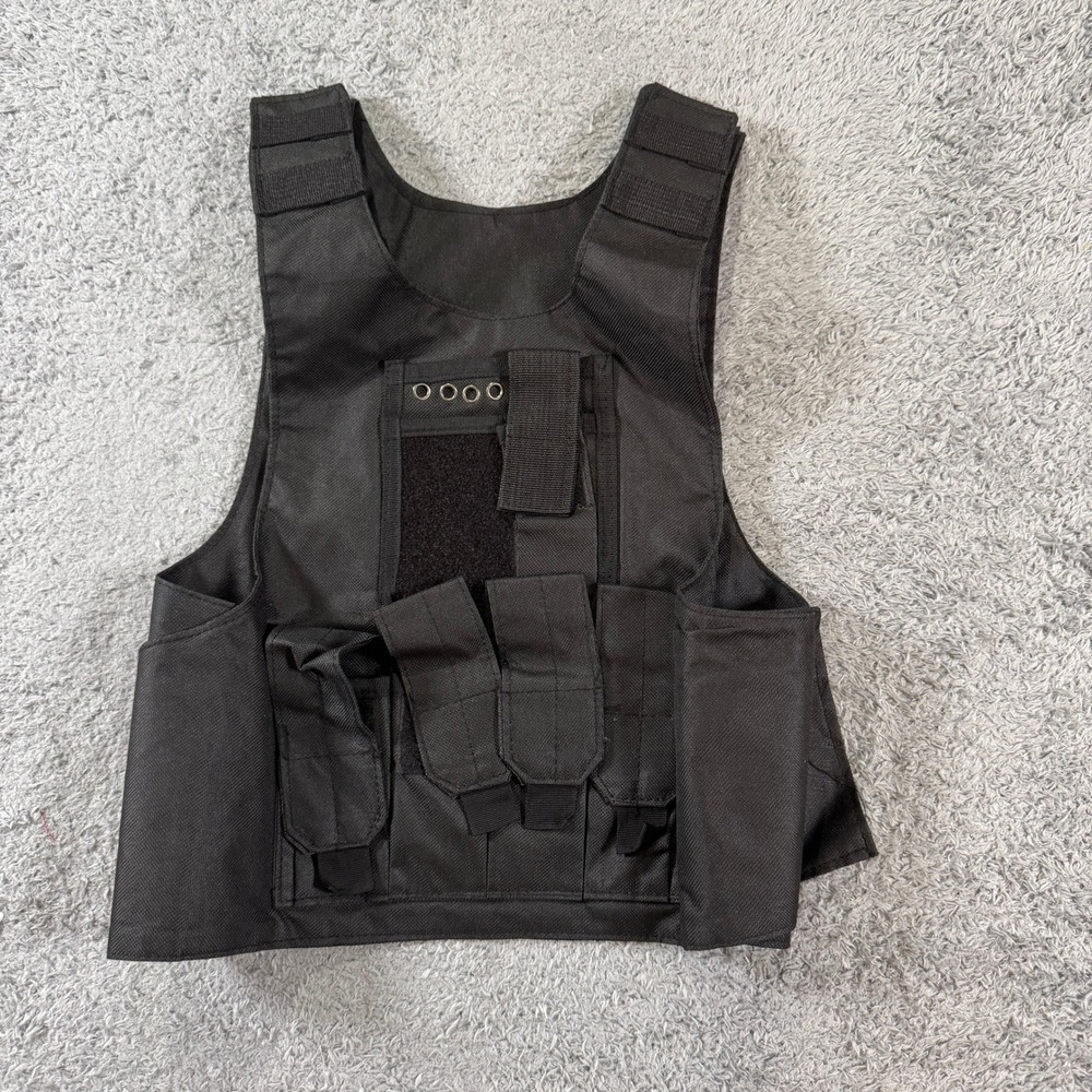 Unbranded Unisex Tactical Utility Vest One Size Black Adjustable Multi Pouch